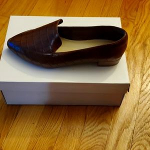 Women's chocolate color extra wide loafer shoe by JustFab